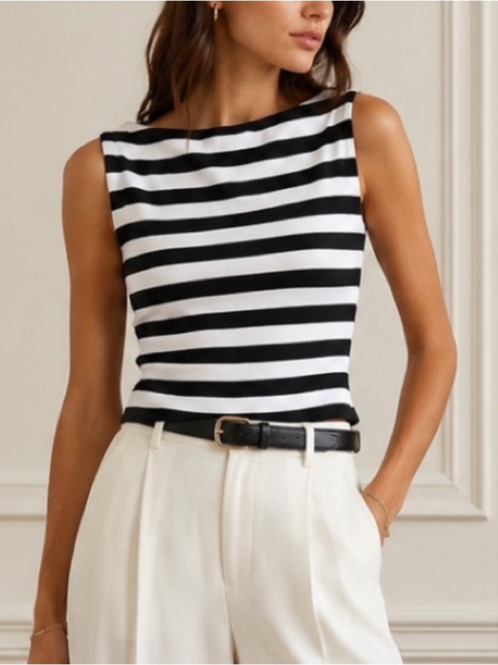 Zara Black & White Stripes Fitted Cotton Top